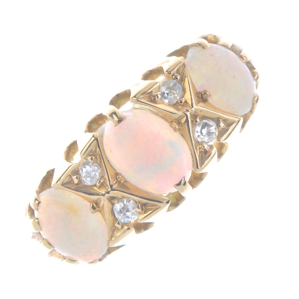 An early 20th century 18ct gold diamond and opal dress (1 of 3)