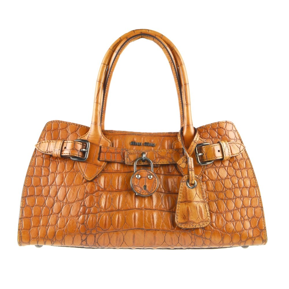 MIU MIU - a crocodile embossed leather handbag. (1 of 6)