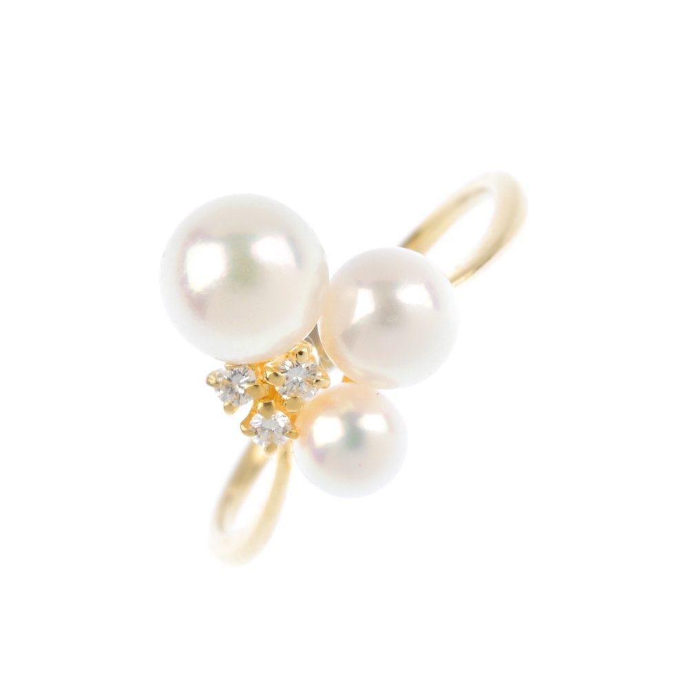 MIKIMOTO - a cultured pearl and diamond dress ring. The (1 of 3)