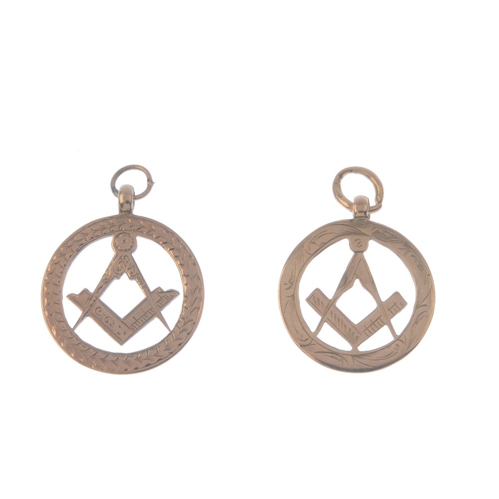 Two early 20th century 9ct gold Masonic pendants. Each (1 of 2)