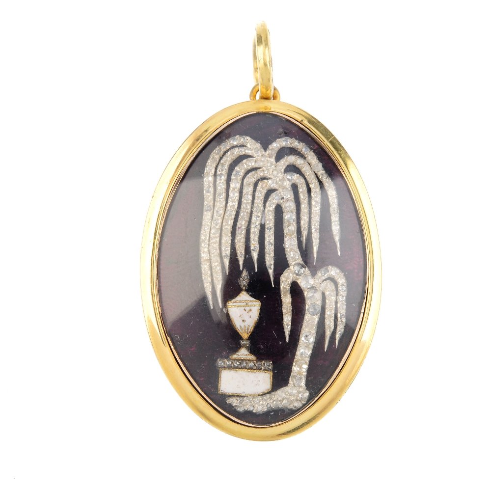 An early Victorian diamond and enamel pendant. (1 of 2)