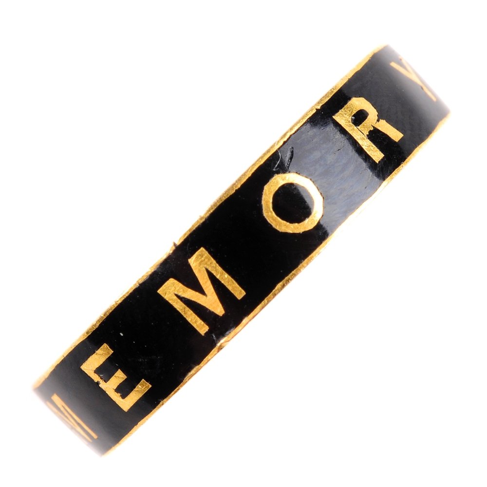 A mid Victorian 18ct gold memorial ring. The black (1 of 3)