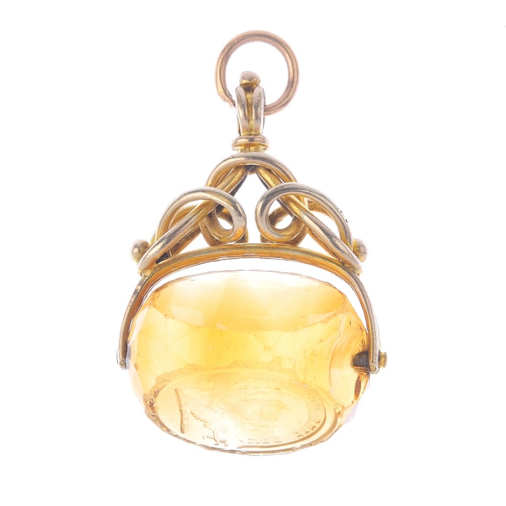 Two fobs. The first a citrine swivel fob, the intaglio (1 of 3)