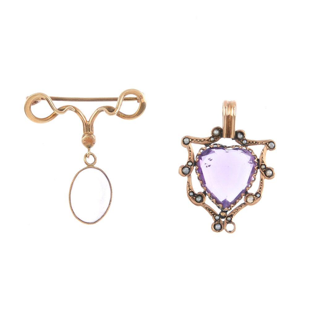 An early 20th century amethyst pendant and an amethyst (1 of 2)