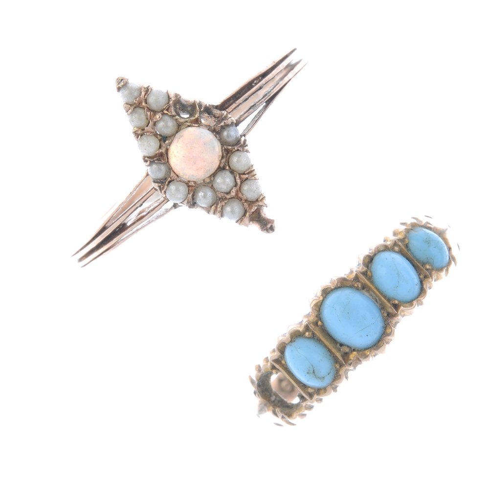 Two gem-set rings and a pendant. To include an opal and (1 of 3)