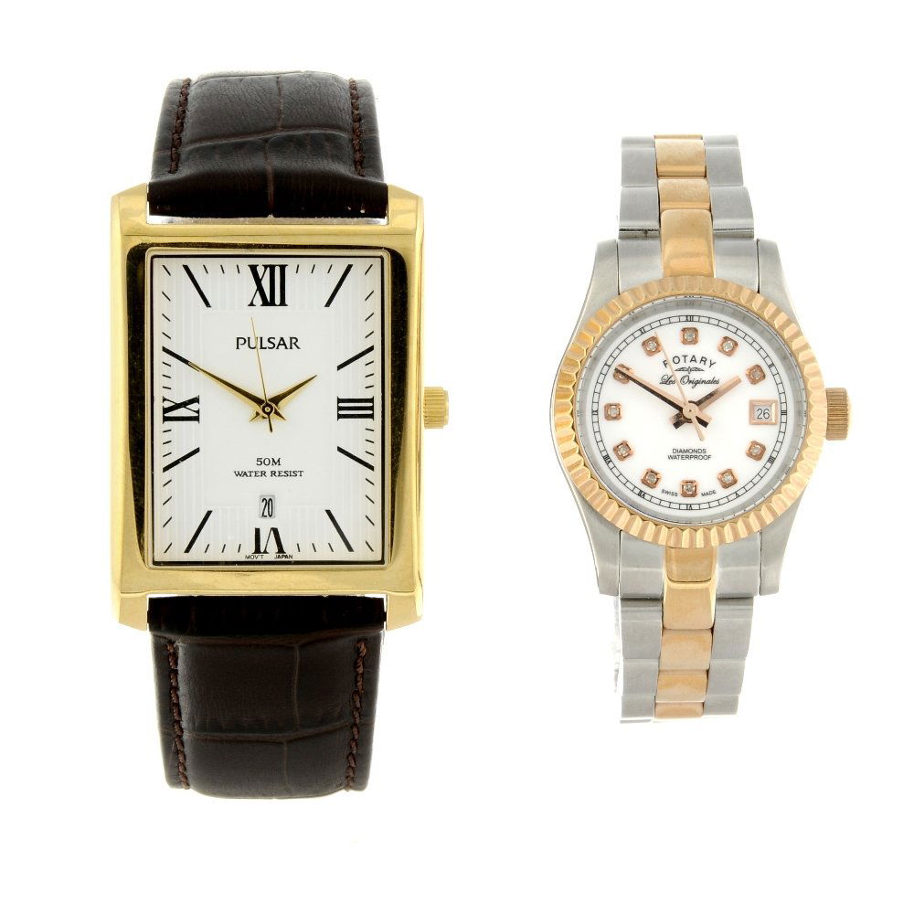 A group of assorted boxed watches, to include examples: A group of assorted boxed watches, to include examples by Rotary and Pulsar. All recommended for spare or repair purposes only. Approximately 35. Due to the quantity of items in this lot we are unable