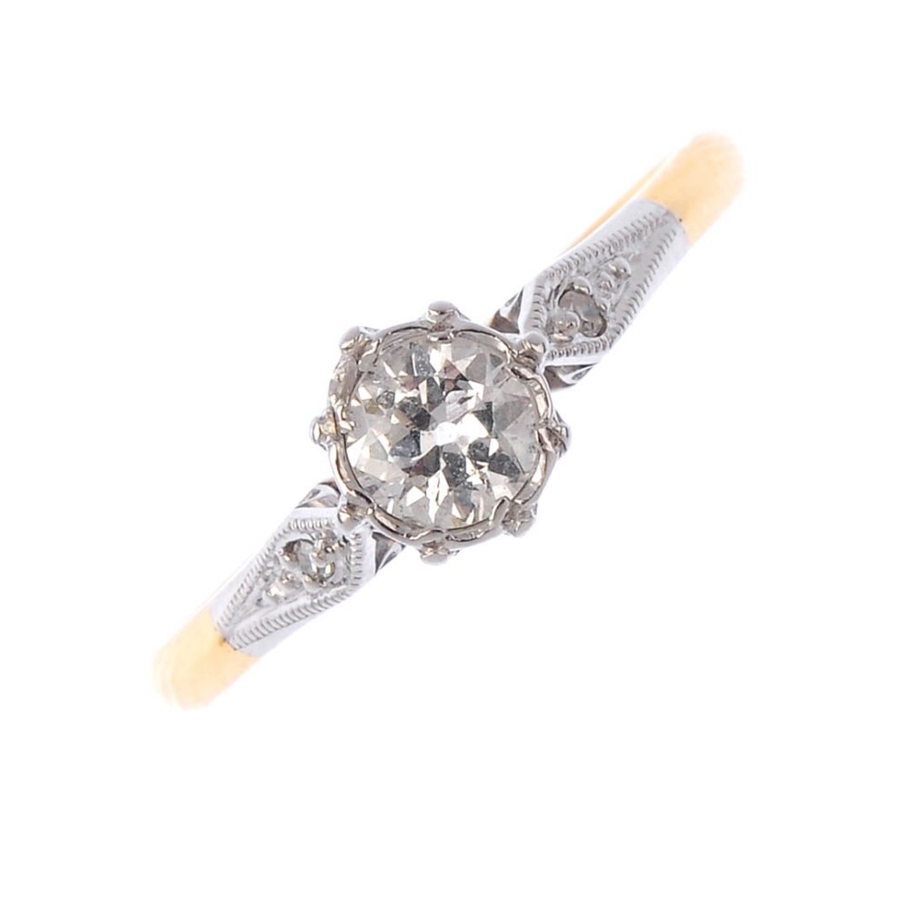 A mid 20th century 18ct gold and platinum diamond (1 of 4)