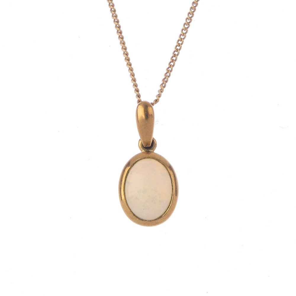 Two opal and diamond pendants. To include a 9ct gold (1 of 4)