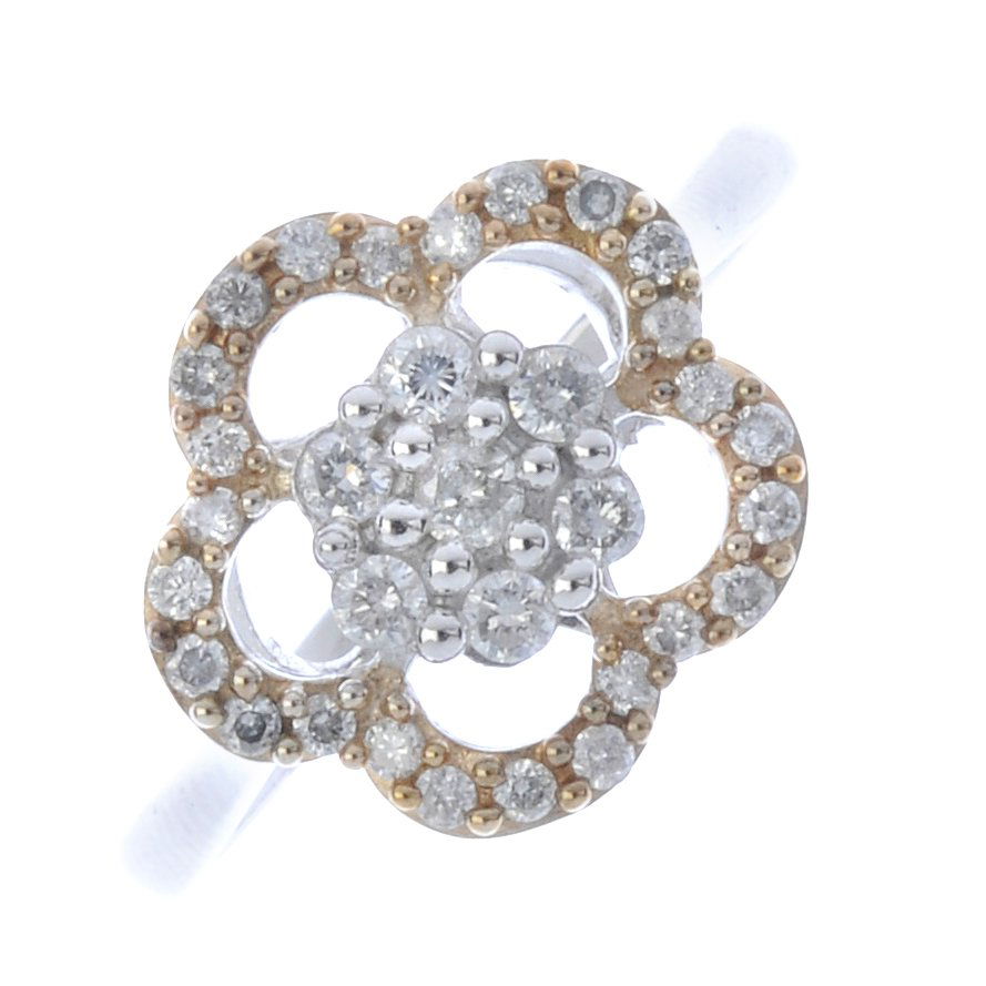 A 14ct gold floral dress ring. The brilliant-cut (1 of 4)