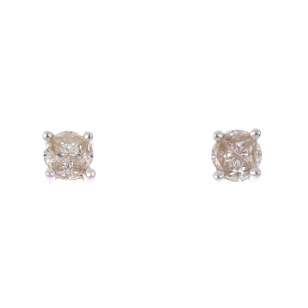 A pair of diamond cluster stud earrings. Each designed (1 of 2)