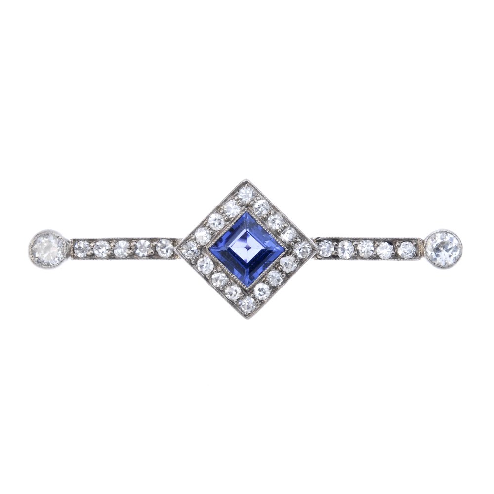 An early 20th century sapphire and diamond brooch. The (1 of 2)