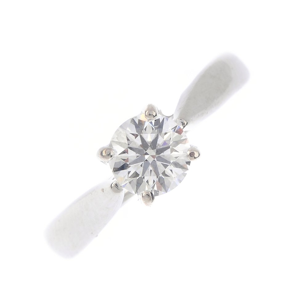 A diamond single-stone ring. The brilliant-cut diamond, (1 of 4)