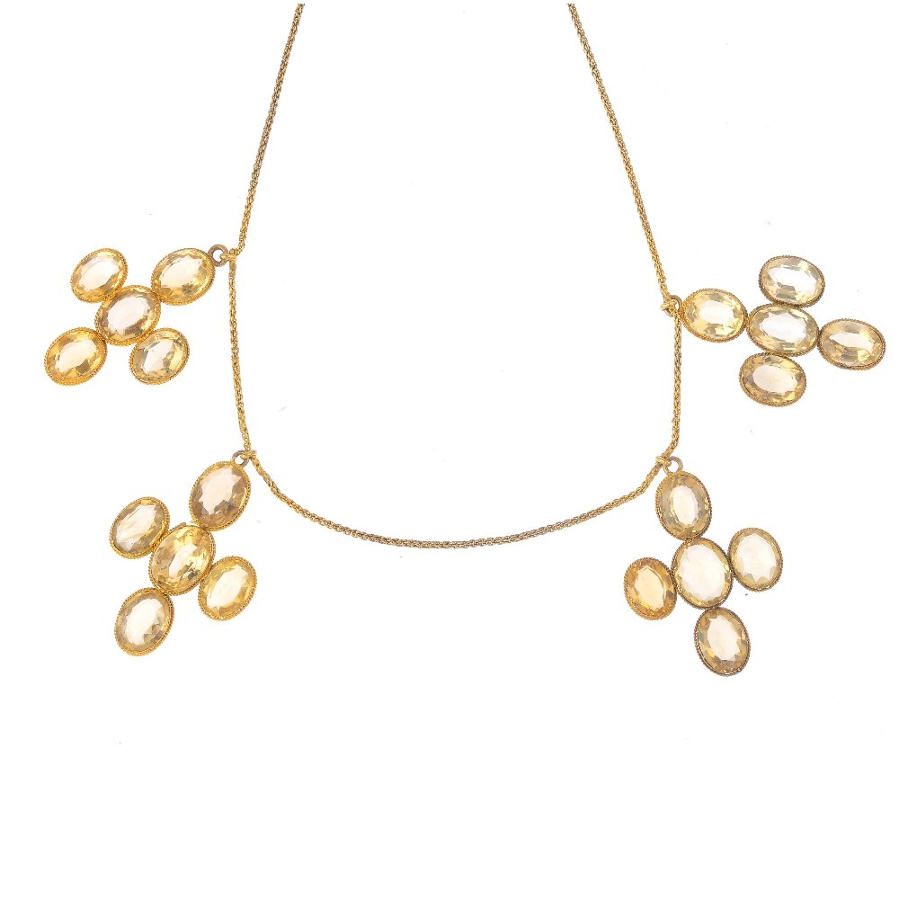 A mid Victorian gold citrine necklace and brooch The (1 of 5)