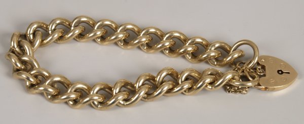 9ct yellow gold heavy twisted curb link bracelet an