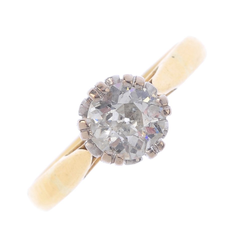 An 18ct gold diamond single-stone ring. The old-cut (1 of 3)