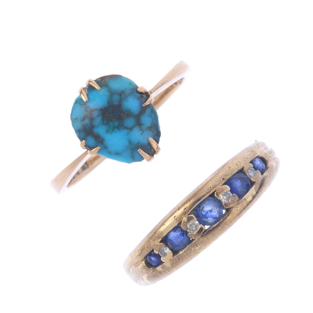 Two gem-set rings. To include a 9ct gold graduated (1 of 3)