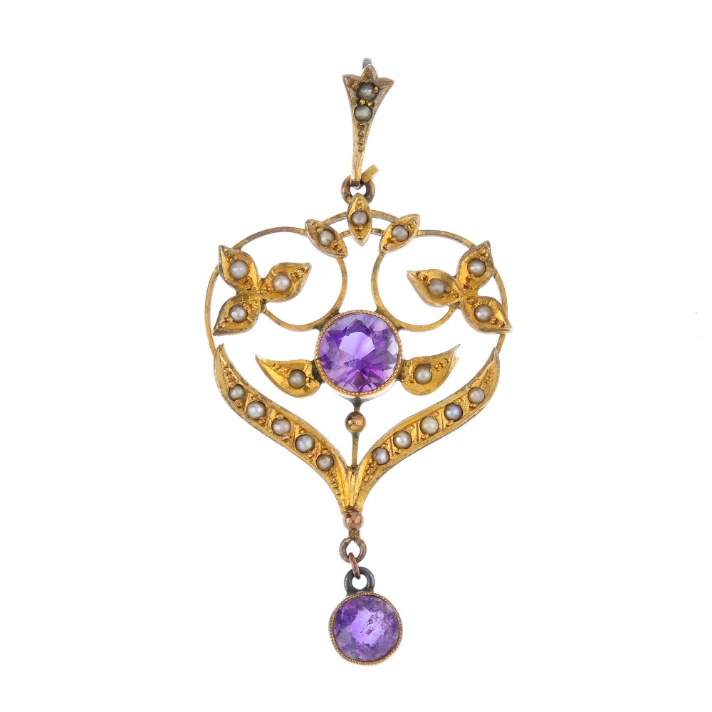 An early 20th century 9ct gold amethyst and split pearl (1 of 2)