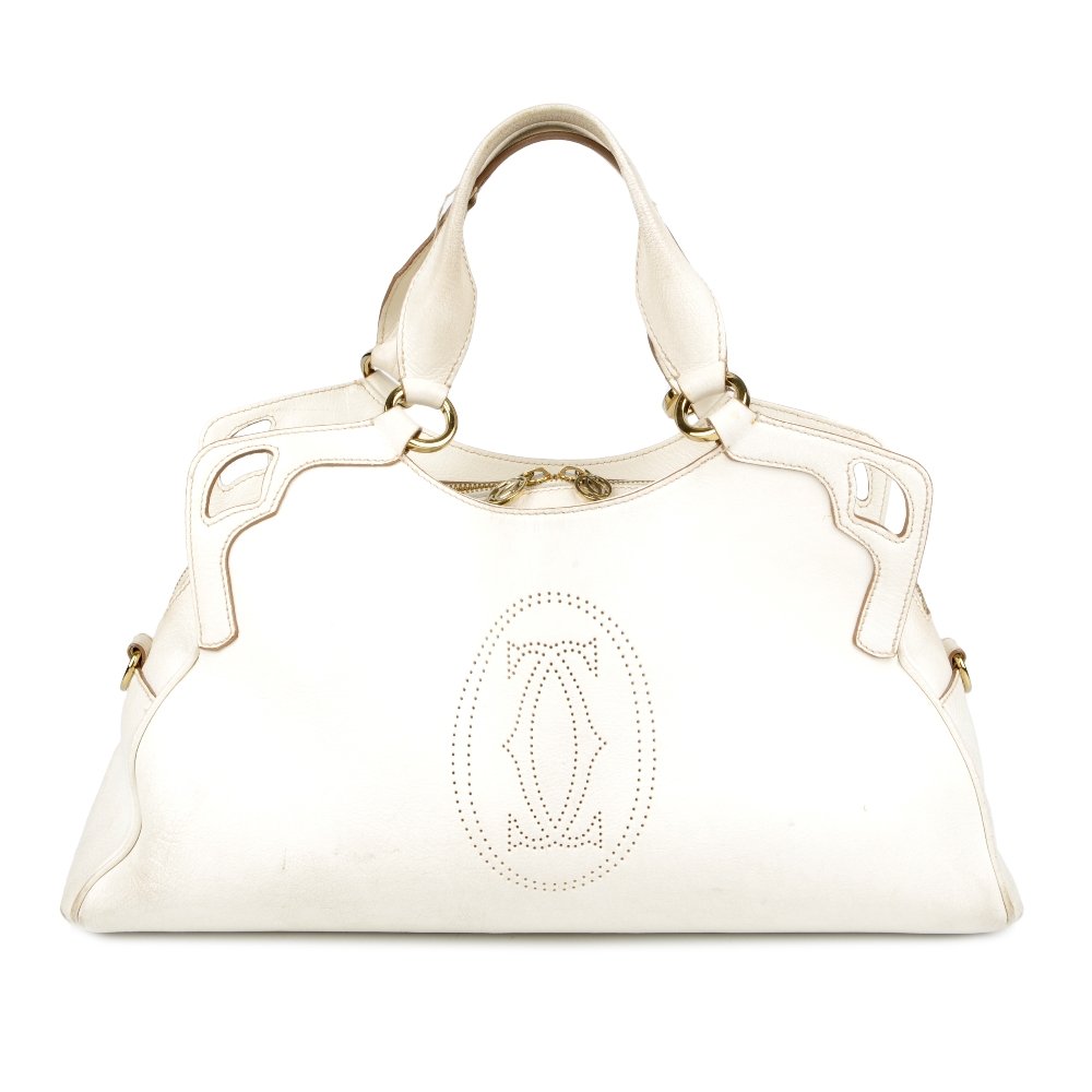 CARTIER - a white leather Marcello De Cartier handbag. (1 of 5)