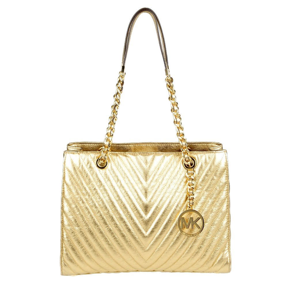 MICHAEL KORS - a gold leather Susannah tote handbag. (1 of 6)