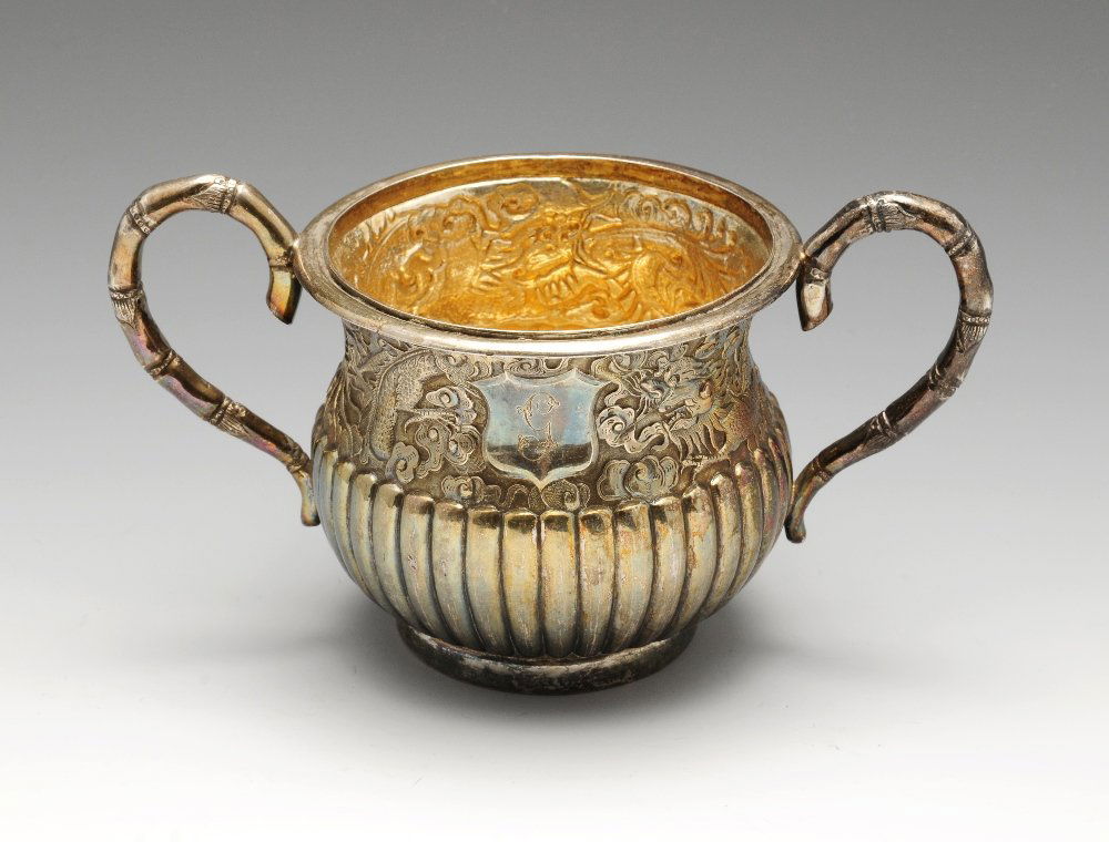 A turn of the century Chinese export silver sugar bowl, (1 of 6)
