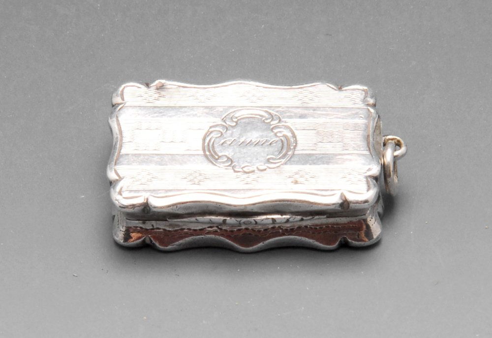 A Victorian silver vinaigrette, the oblong form with (1 of 6)