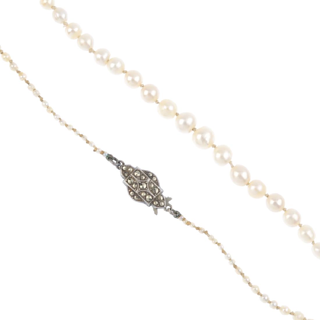 A natural pearl single-strand necklace. Comprising a (1 of 3)