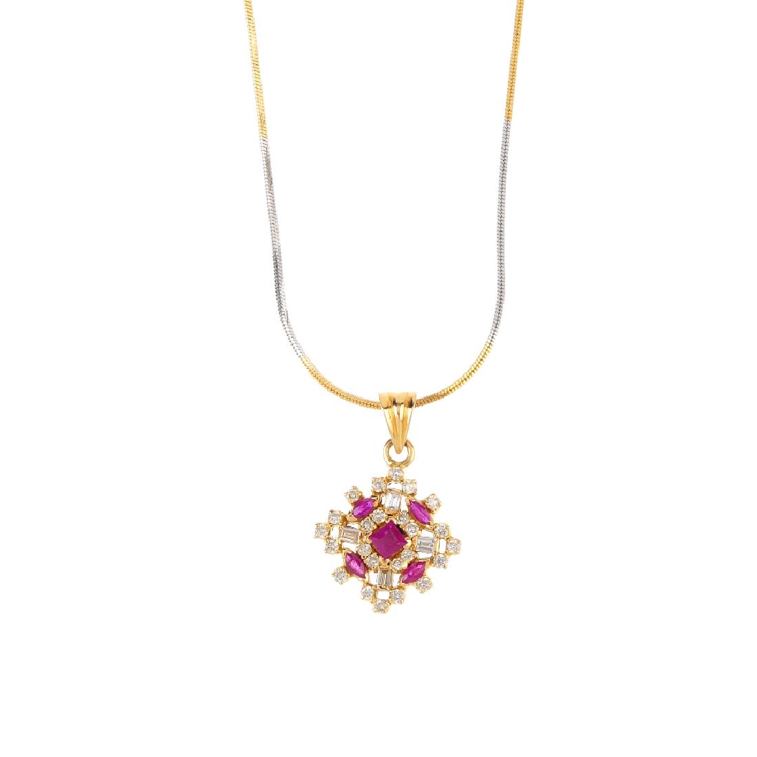 A set of ruby and diamond jewellery. The pendant (1 of 6)
