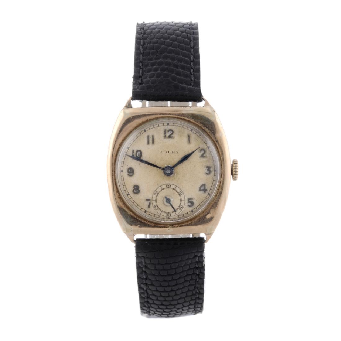 ROLEX - a gentleman's wrist watch. 9ct yellow gold: ROLEX - a mid-size wrist watch. 9ct yellow gold case, hallmarked possibly Glasgow 1937. Numbered 1329. Signed manual wind movement. Silvered dial with Arabic numeral hour markers, subsidiary seconds d