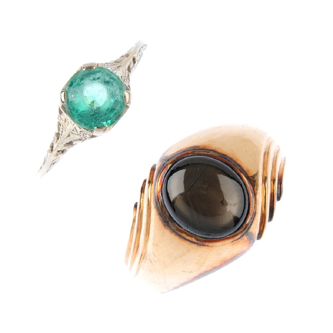 Two gem-set rings. The first designed as a black star (1 of 6)