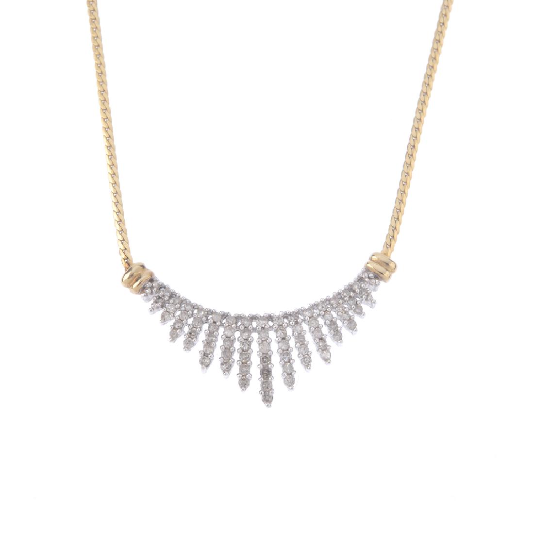 A 9ct gold diamond necklace. Designed as a single-cut (1 of 3)