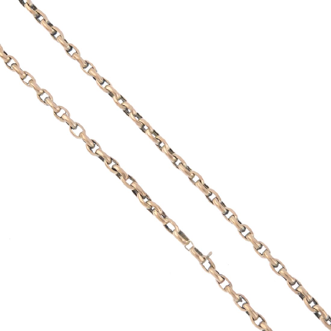 An early 20th century 9ct gold longuard chain. The (1 of 3)