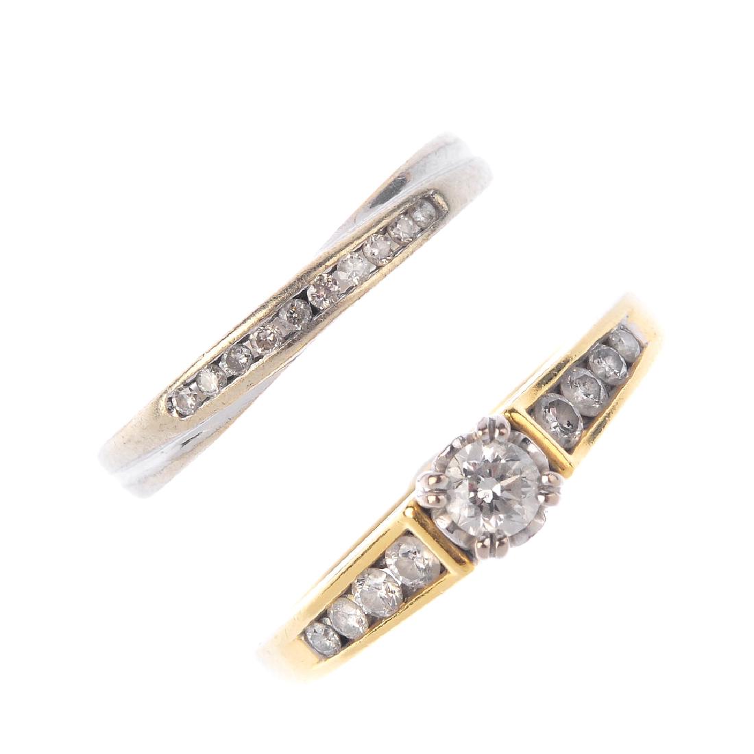 (1920) Two gold diamond rings. To include an 18ct gold (1 of 3)