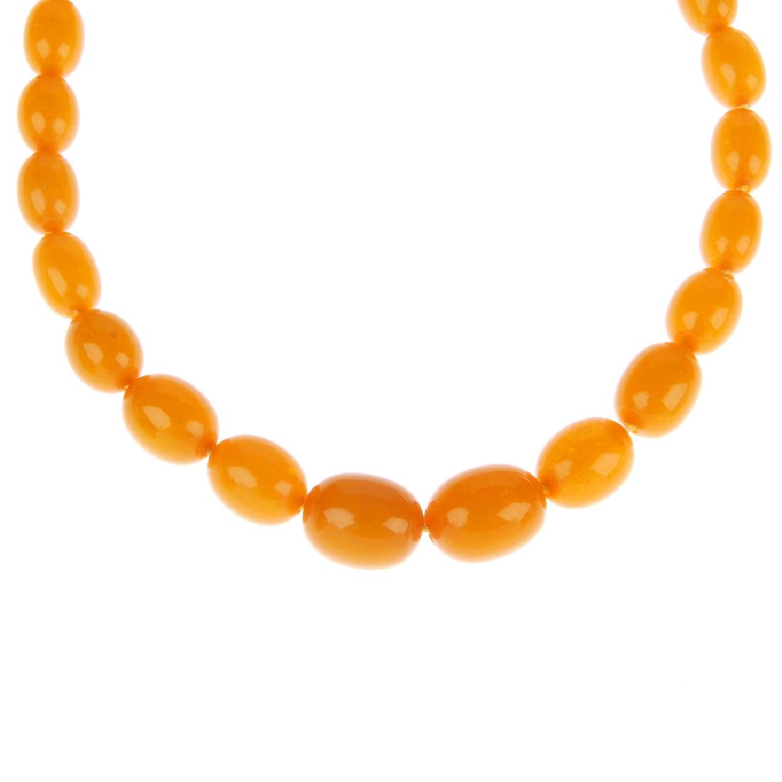 A reconstructed amber necklace. Comprising a single row (1 of 1)