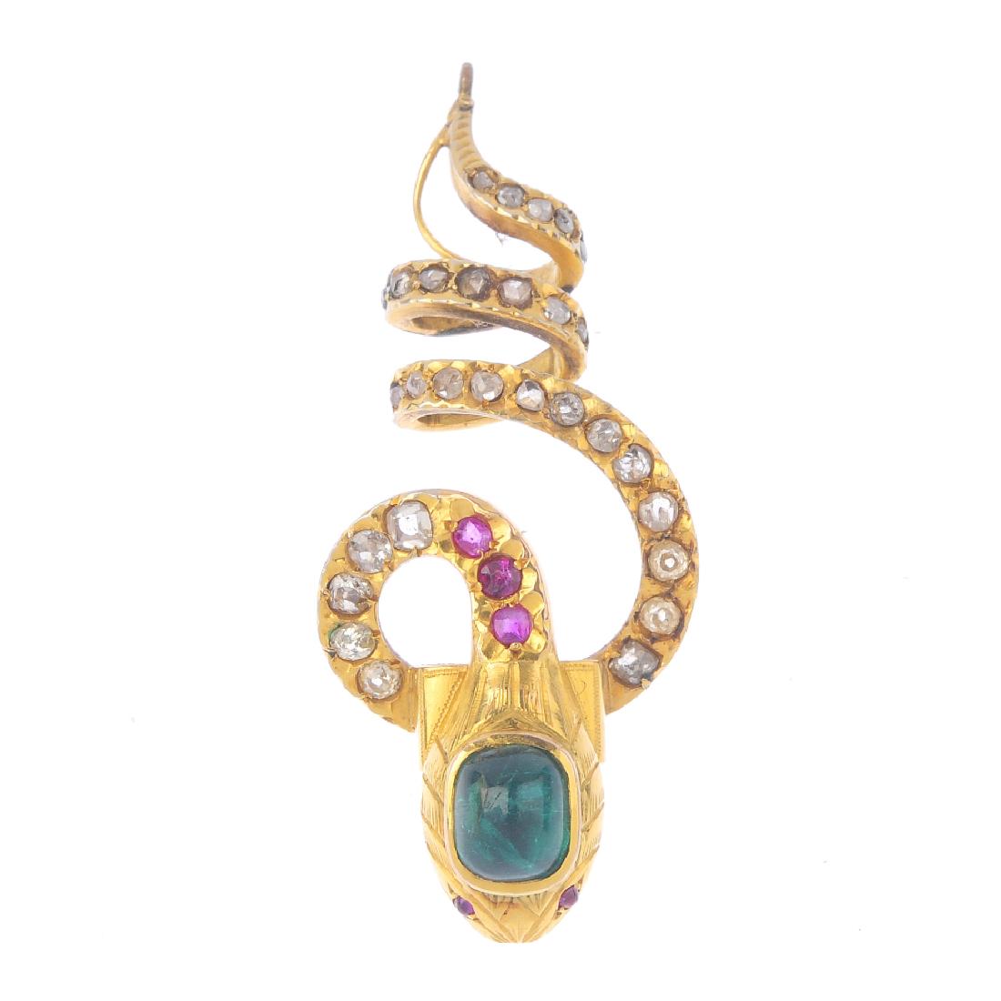 An early 20th century gold, diamond and gem-set snake (1 of 4)