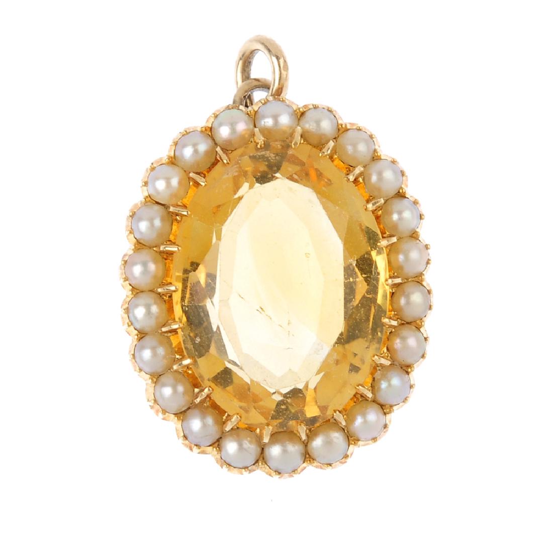 An early 20th century citrine and split pearl gold (1 of 2)