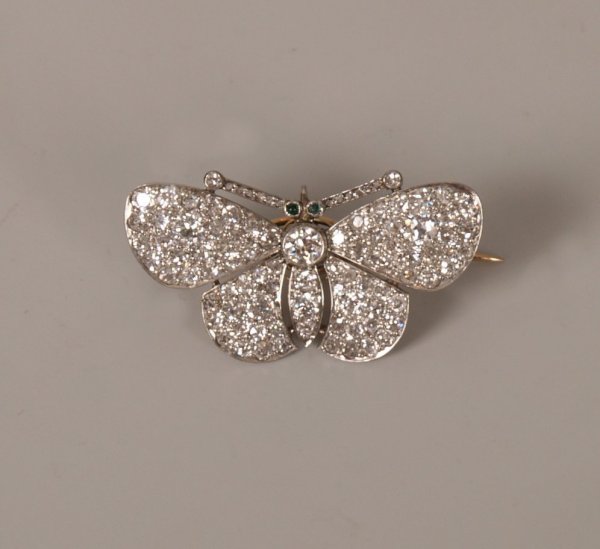 Victorian diamond set en tremblant butterfly brooch