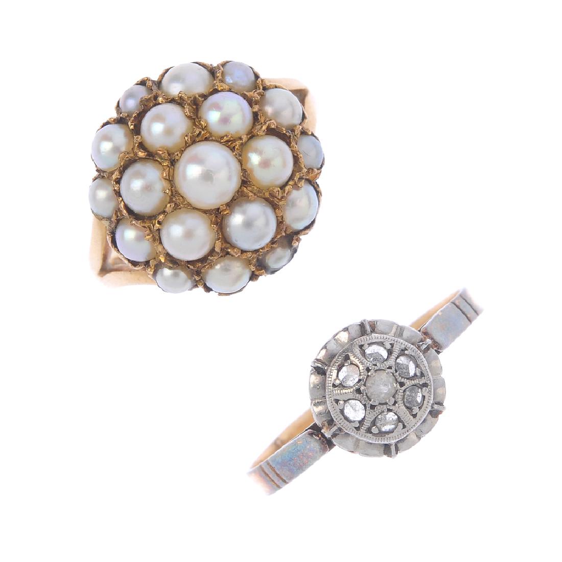 Two gem-set dress rings. To include a 9ct gold split (1 of 3)