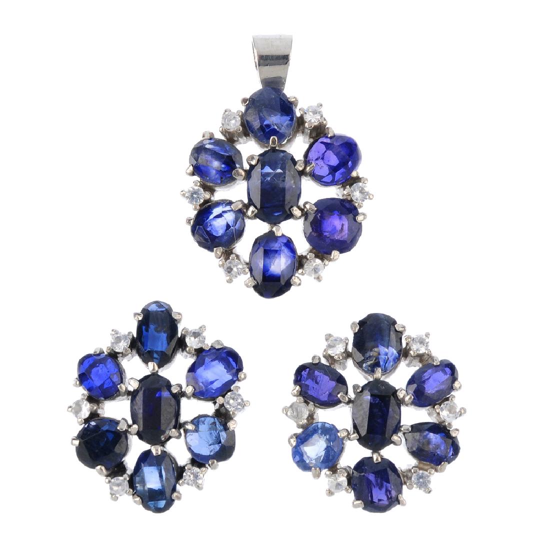 A set of sapphire and diamond jewellery. To include a (1 of 2)