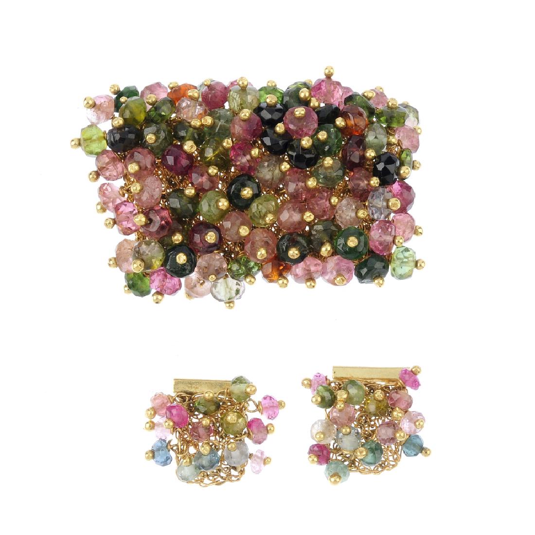 A tourmaline pendant and a pair of 18ct gold tourmaline (1 of 2)