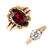 Four 9ct gold gem-set rings. To include a diamond dress