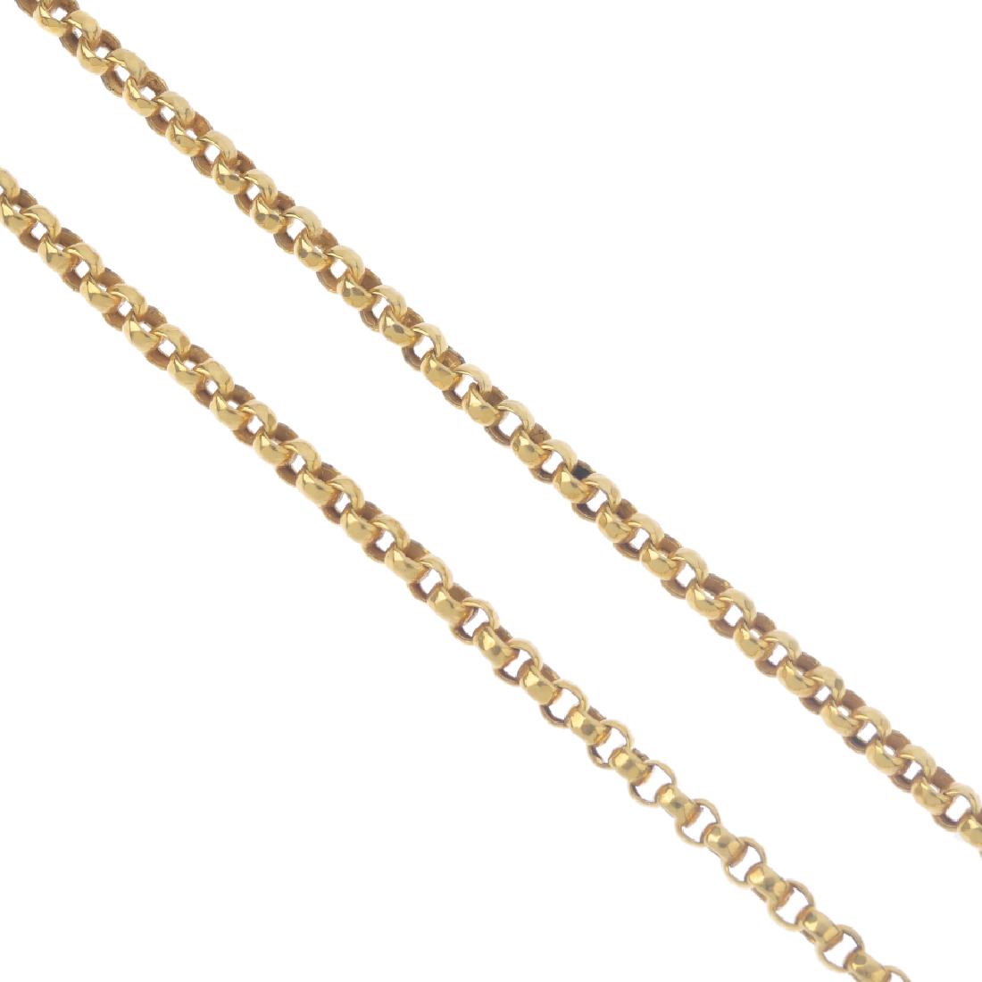 An early 20th century 9ct gold longuard chain. The (1 of 3)