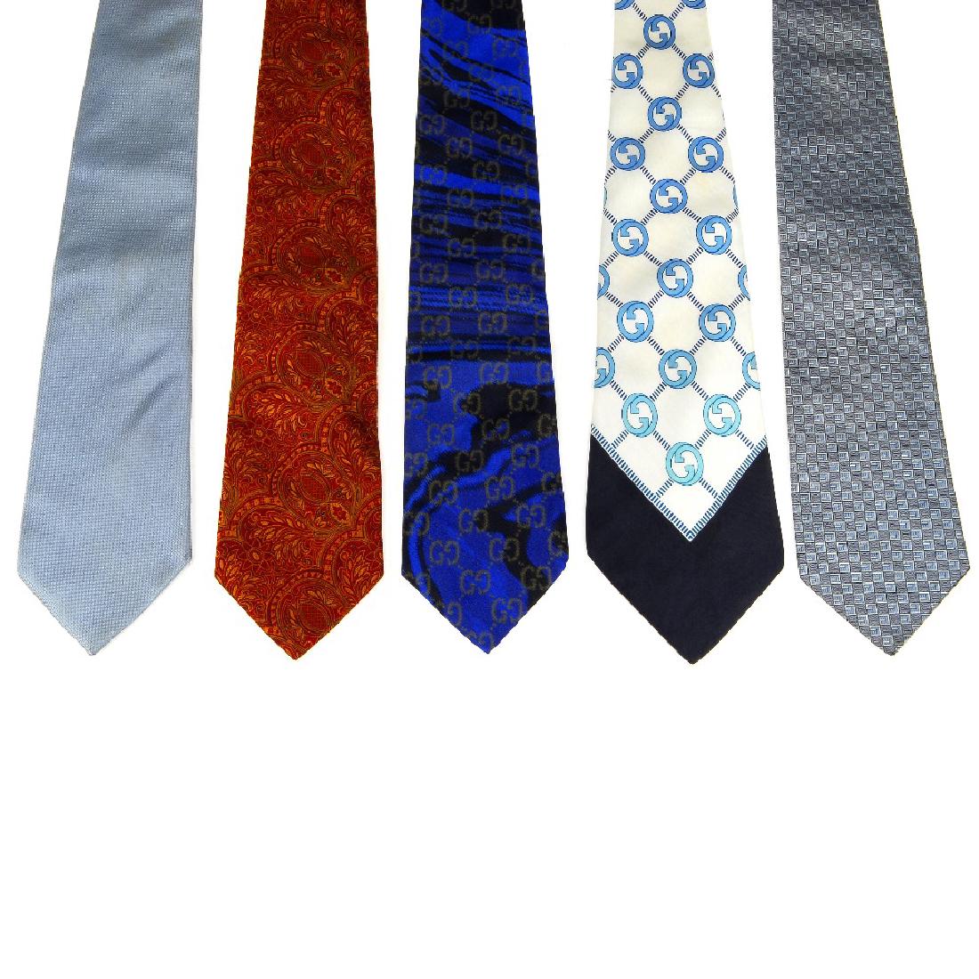 GUCCI - five silk ties. To include a burnt orange (1 of 6)