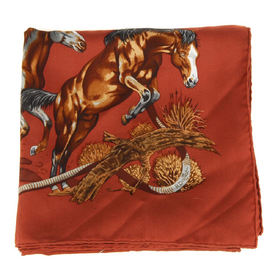 HERMÈS - a 'Les Mustangs' silk scarf. Designed by (1 of 5)