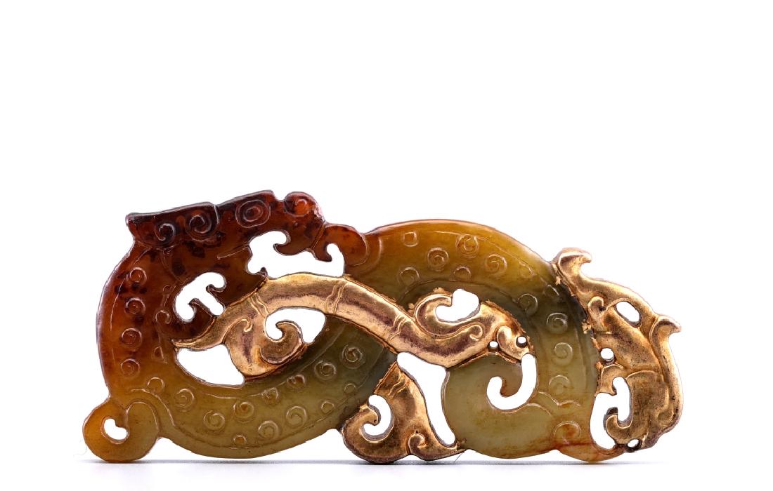 GILDING GOLD DRAGON PATTERN JADE MADE DECORATION (1 of 5)