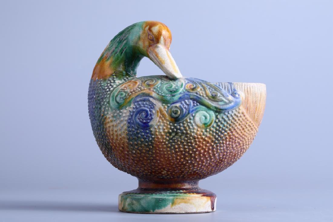 COLOUR PAINTED GOOSE SHAPED JAR (1 of 5)