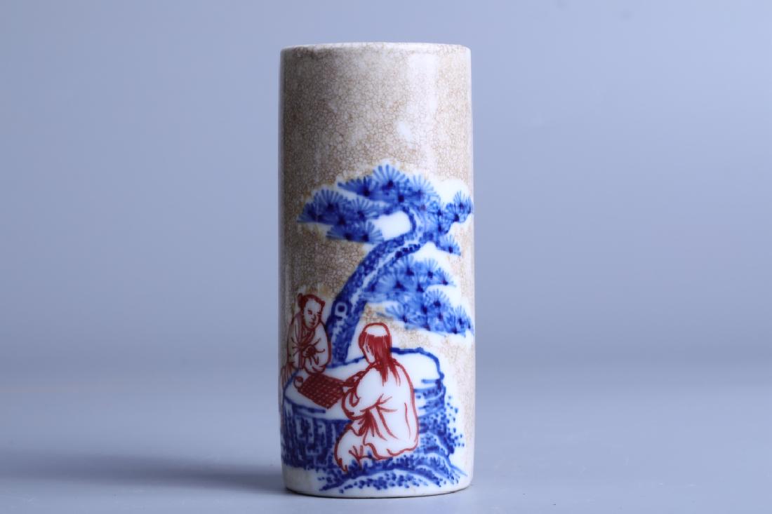 BLUE AND WHITE CHARACTER PATTERN PEN POT (1 of 5)