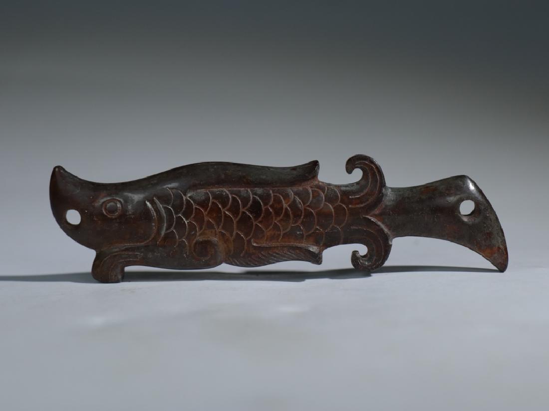 A HETIAN JUDE FISH: A Hetian jude fish:Length 7.5cm Width 1.9cm Height:0.7cm Weight:15.6g