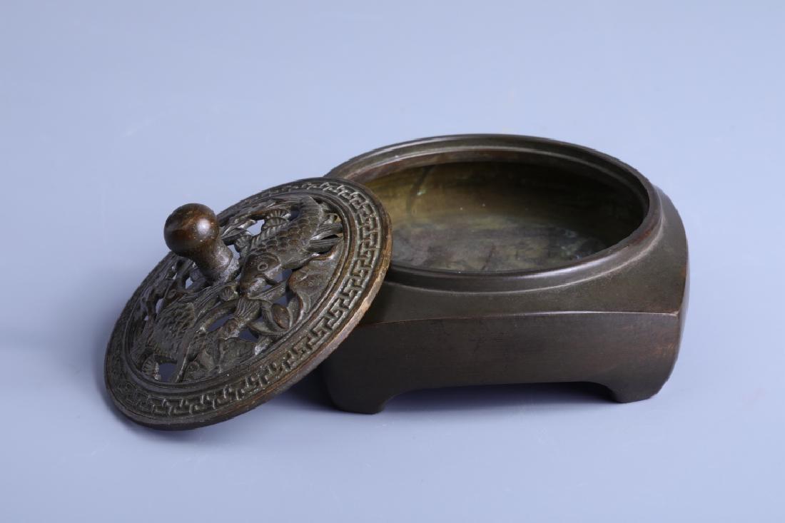 double fish pattern copper incense burner (1 of 5)