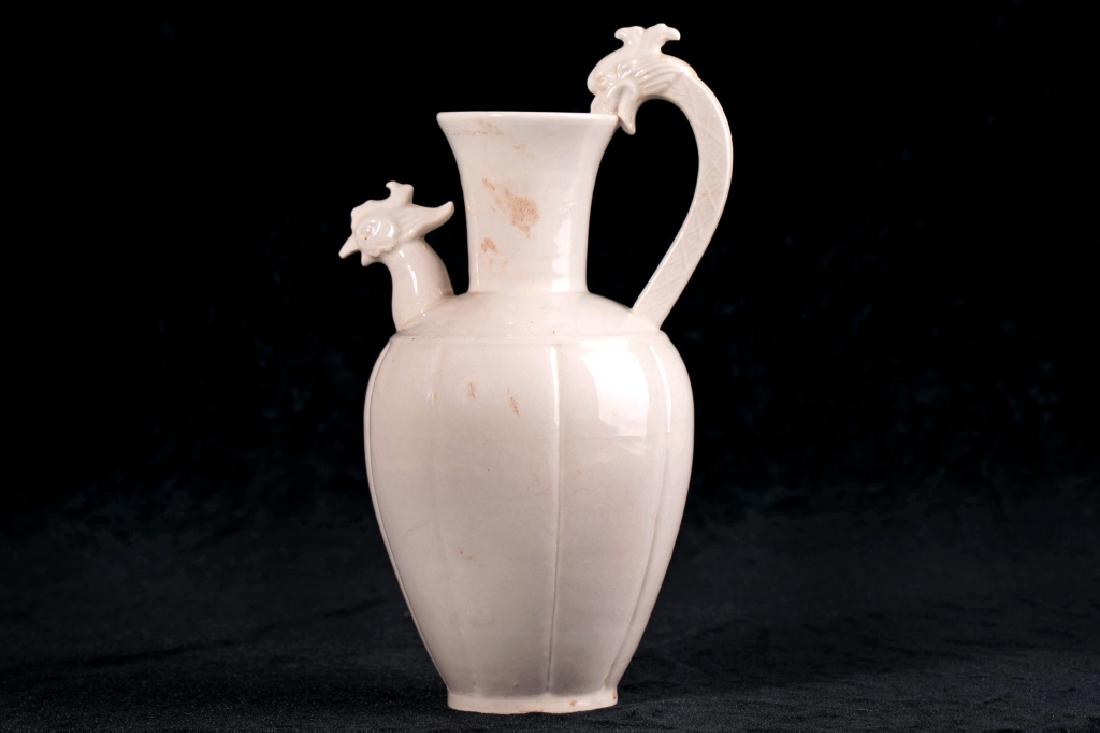 dragon and phoenix carving white glazed ewer pot  white (1 of 5)