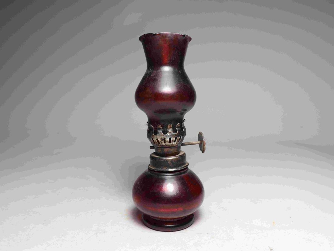 OLD GLAZED OIL LAMP (1 of 5)